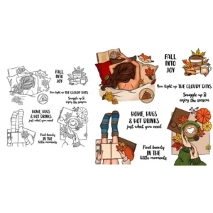 Sumflying Autumn Time Fall Coffee Clear Stamps Autumn Time Clear Stamps 03