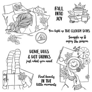 Sumflying Autumn Time Fall Coffee Clear Stamps Autumn Time Clear Stamps 04