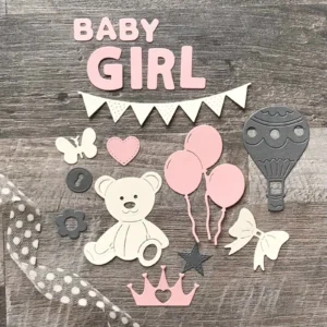 Baby Birth Girl Balloon Crown Metal Die Cuts main product photo | word metal cutting dies