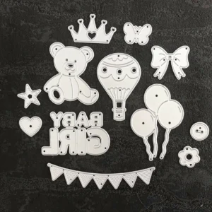 Baby Birth Girl Balloon Crown Metal Die Cuts product packaging photo | word metal cutting dies