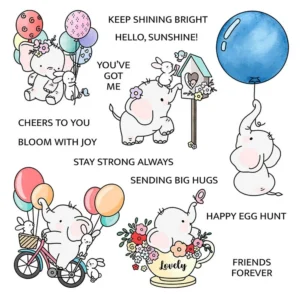 Balloon Elephant Clear Stamps 01