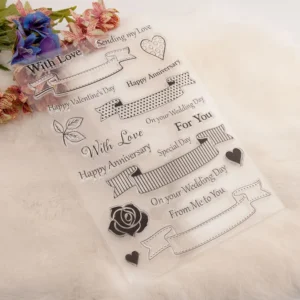 Banner Greetings Stamp Set - size chart | clear stamp