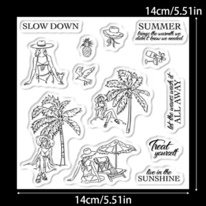 Sumflying Beach Girl Seashell Summer Clear Stamps Beach Girl Clear Stamps 02