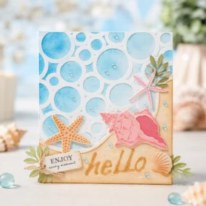 Beach Seashells Starfish Hello Card Realistic 01