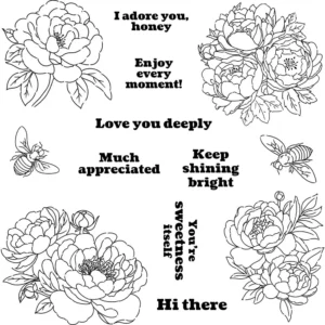 Sumflying Beautiful Flowers Peony Clear Stamps Beautiful Flowers Clear Stamps 3 04