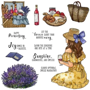 Beautiful Girl Holiday Picnic Clear Stamps 00