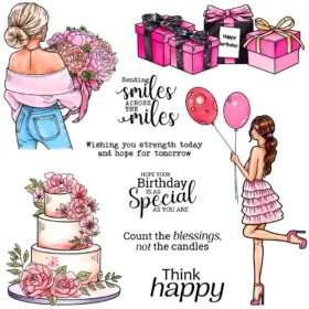 Sumflying Beautiful Girls Birthday Party Cake Clear Stamps