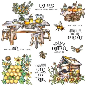 Sumflying Bee Dining Table Flowers Clear Stamps
