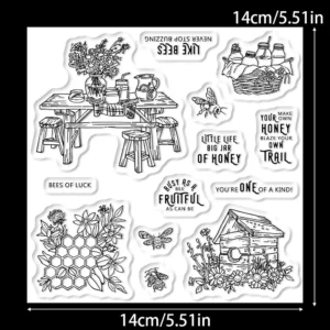Sumflying Bee Dining Table Flowers Clear Stamps Bee Dining Table Clear Stamps 02