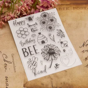 Bee Flowers Clear Stamp Set - size chart | clear stamp
