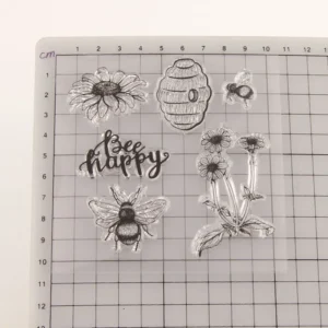 Bee Happy Stamp Set - detail view | clear stamp