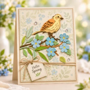Sumflying Bird on Branch Metal Cutting Dies Bird On Branch Card Realistic 01