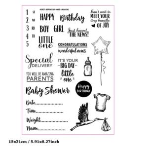 Birth Newborn Letters Clear Stamp Set - detail view | clear stamp