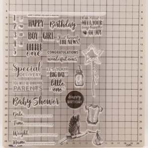 Birth Newborn Letters Clear Stamp Set - size chart | clear stamp