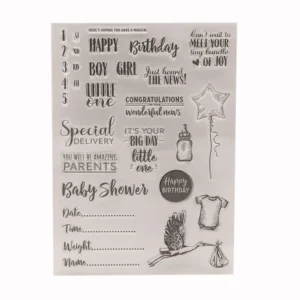 Birth Newborn Letters Clear Stamp Set - packaging photo | clear stamp