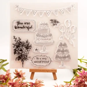 Birthday Banner Cake Clear Stamp Set - main product photo | clear stamp