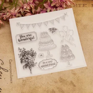 Birthday Banner Cake Clear Stamp Set - size chart | clear stamp