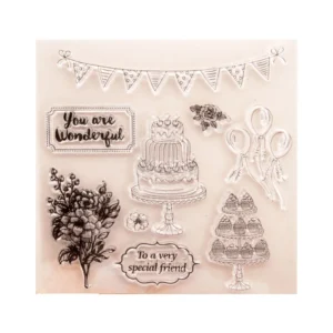 Birthday Banner Cake Clear Stamp Set - packaging photo | clear stamp
