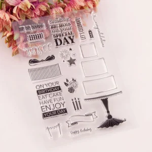 Birthday Cake Stamp Set - size chart | clear stamp