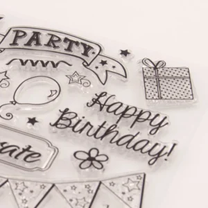 Birthday Party Stamp Set - size chart | clear stamp