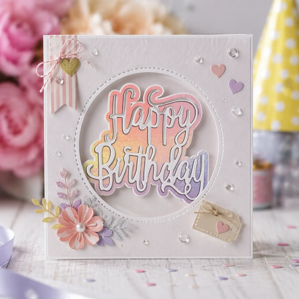 Sumflying Happy Birthday Celebration Words Metal Cutting Dies Birthday Script Window 20261006 02