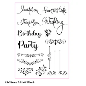 Birthday Wedding Party Occasion Clear Stamp Set - detail view | clear stamp