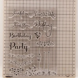 Birthday Wedding Party Occasion Clear Stamp Set - size chart | clear stamp