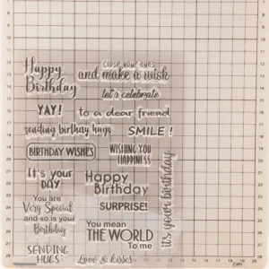 Birthday Wishes Letter Clear Stamp Set - size chart | clear stamp
