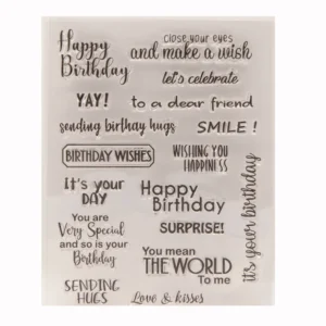 Birthday Wishes Letter Clear Stamp Set - packaging photo | clear stamp