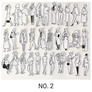 Black & White Cartoon Girl Adhesive Sticker
