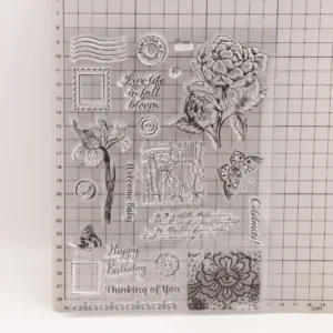 Bloom Flowers Letters Stamp Set - lifestyle photo | clear stamp