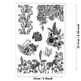 Blossom Bird Daisy Flowers Stamp Set