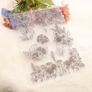 Blossom Bird Daisy Flowers Stamp Set - lifestyle photo | clear stamp