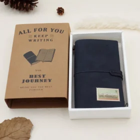 Blue Simple Leather Journal Set