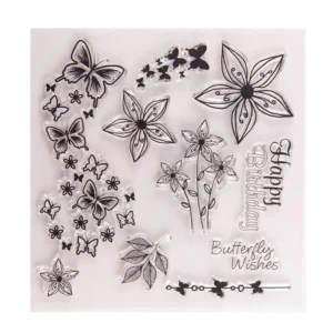 Butterfly Flower Stamp Set Butterfly Flower Stamp Set - packaging photo | clear stamp
