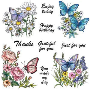 Butterfly Flowers Clear Stamps 00