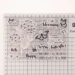 Butterfly Flowers Stamp Set - detail view | clear stamp