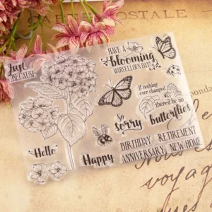 Butterfly Flowers Stamp Set - size chart | clear stamp