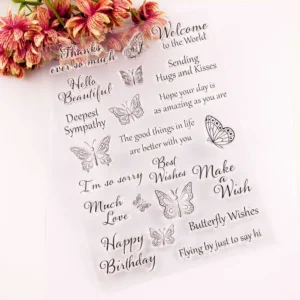 Butterfly Letters Stamp Set - size chart | clear stamp