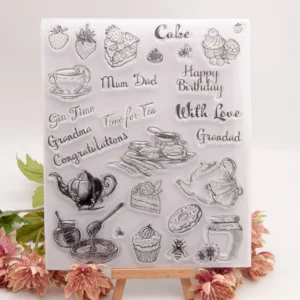 Cake Dessert Tea Time Stamp Set - detail view | clear stamp