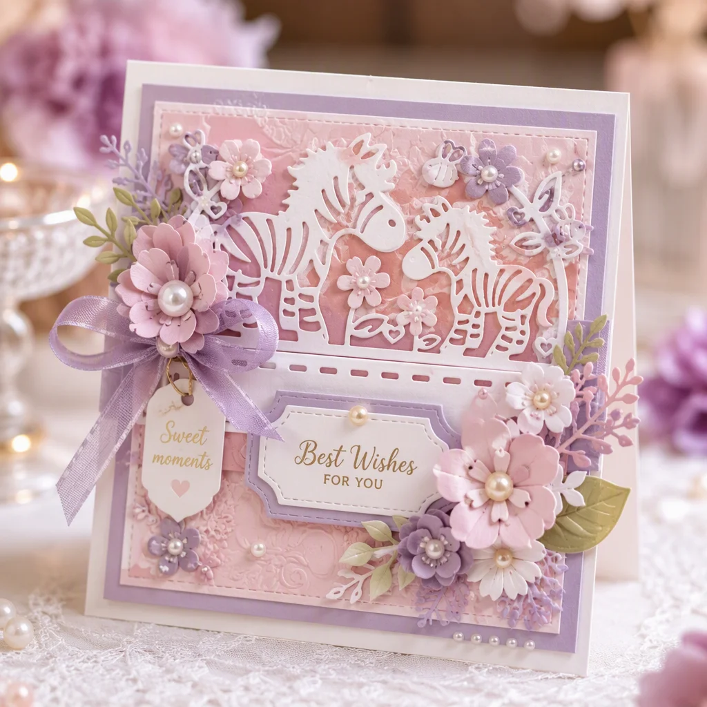 Sumflying Zebra in Flowers Metal Cutting Dies Card Zebra V2 Pastel