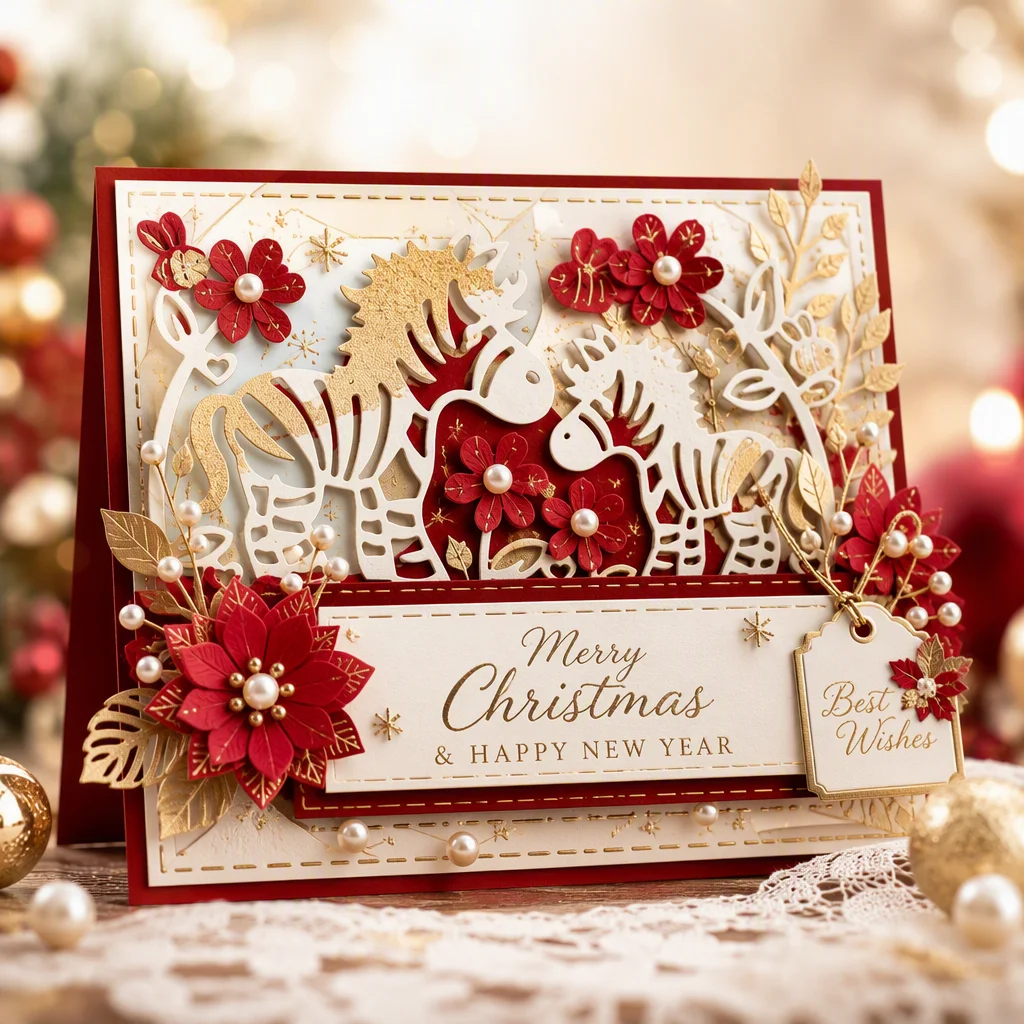 Sumflying Zebra in Flowers Metal Cutting Dies Card Zebra V2 Red