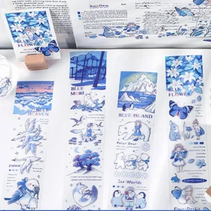 Blue Friend Cartoon Animal Long Strip Clear Transparent Sticker