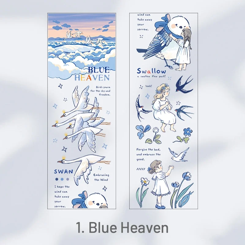 Blue Friend Cartoon Animal Long Strip Clear Transparent Sticker Blue Friend Cartoon Animal Long Strip Clear Transparent Sticker