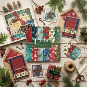 Sumflying Cedar Pattern 24PCS Scrapbook Paper & Cardstock Cedar 03