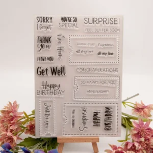 Celebrate Phrase Stamp Set - detail view | clear stamp