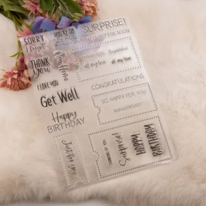 Celebrate Phrase Stamp Set - size chart | clear stamp