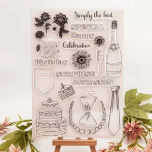 Champagne Cake Occasion Clear Stamp Set - main product photo | clear stamp