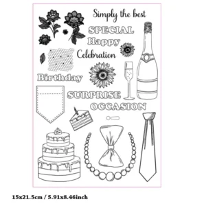 Champagne Cake Occasion Clear Stamp Set - detail view | clear stamp
