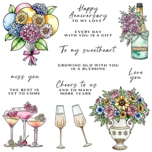 Champagne Flowers Clear Stamps 00